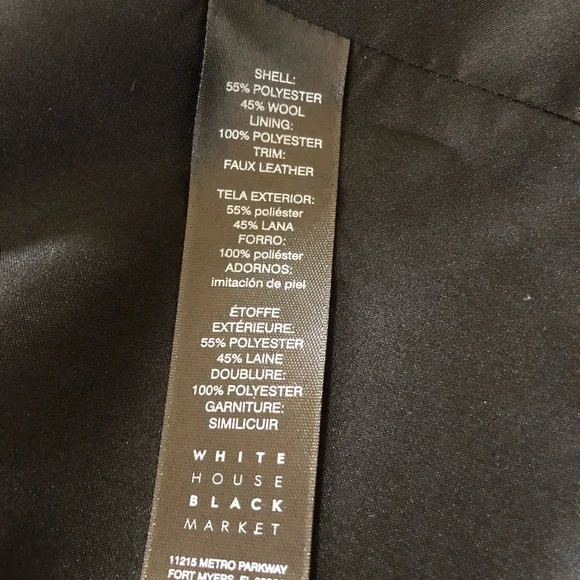 ⭐️NEW⭐️White House Black Market (WHBM) Black & White Plaid Wool Coat - Picture 9 of 9